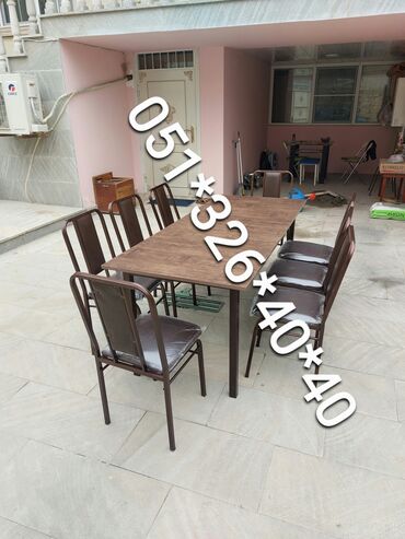 Masa və oturacaq dəstləri: Qonaq otağı üçün, Yeni, Açılan, Dördbucaq masa, 2 stul — 7