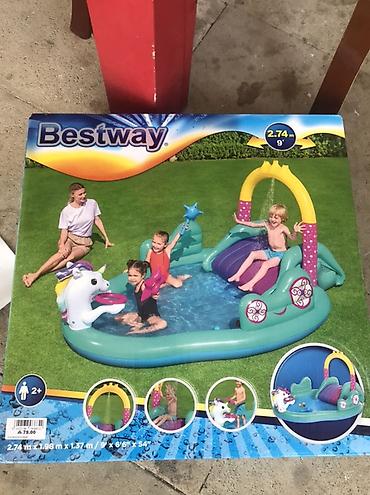 İdman və istirahət: Bestway uşaq şişmə oyun hovuzu – Unicorn temalı su parkı - Ölçülər — 1