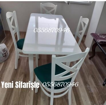 Masa və oturacaq dəstləri: Mətbəx üçün, Yeni, Açılmayan, Dördbucaq masa, 4 stul — 6