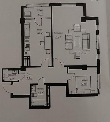 2кв: 2 комнаты, 86 м², Асанбай мкр Элитка, 4 этаж, Евроремонт — 3