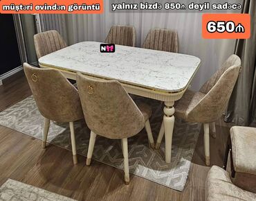 стол деревянный кухонный: Kvadrat masa, Qonaq otağı üçün, 6 nəfər