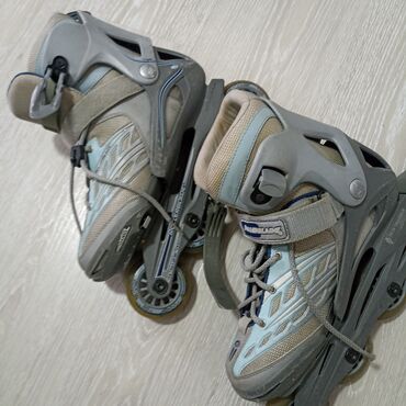 baletanke za balet devojcice: Roleri marke Rollerblade, kombinacija sive i svetloplave boje. Imaju