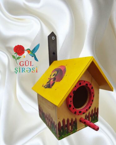 Yuvalar: Rəngli dekorativ quş evi Olçüsü 15*12*12 - Material: ağac - Dizayn — 3