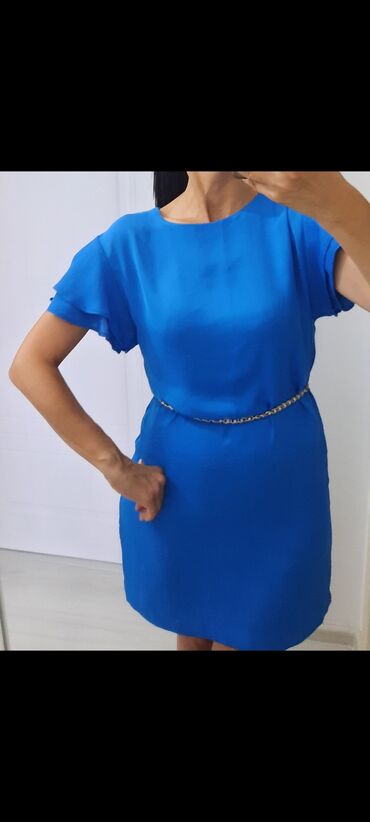 zara srebrna haljina: M (EU 38), color - Blue, Short sleeves