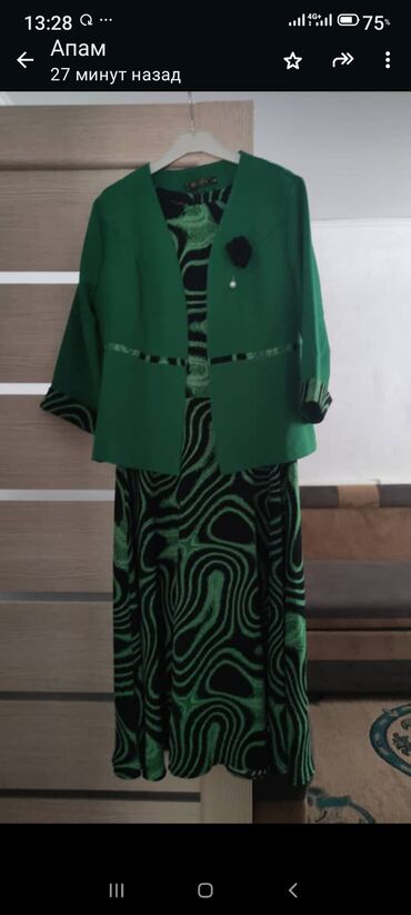 длинный пиджак: Повседневное платье, Made in KG, Осень-весна, Длинная модель, Платье-пиджак, XL (EU 42)