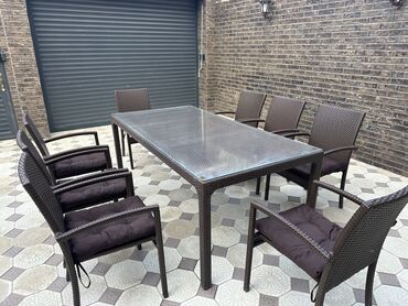 matras 2 neferlik: Новый, Прямоугольный стол, 8 стульев, Нераскладной, Со стульями, Плетеный, Турция
