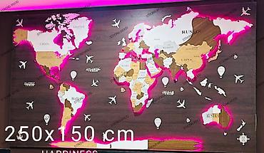 Ostali kućni dekor: Led mapa sveta 250×150 cm 3D sa podlogom Istražite lepotu dekorativne — 1