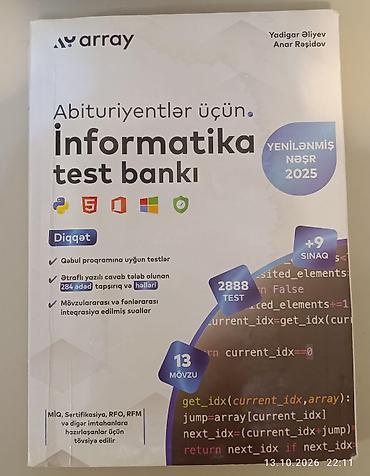 codera informatika pdf 2026 2027: Abituriyentlər üçün “İnformatika test bankı” – Array nəşri, yenilənmiş — 1