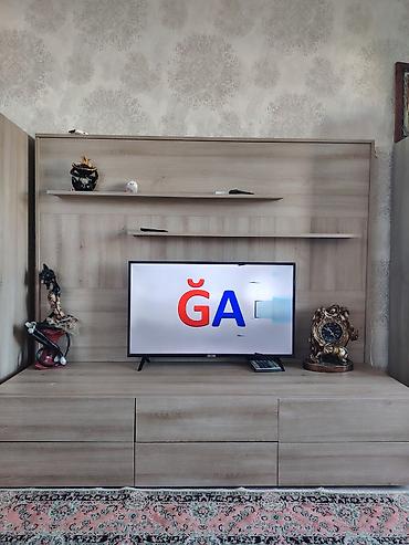 divar rəf: Mebel dəsti – TV stendi və divar paneli - Material: ağac teksturalı — 1