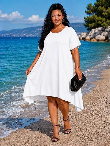 helanke prevod: Lepršava letnja haljina A-kroja sa kratkim rukavima - Model: široka — 1