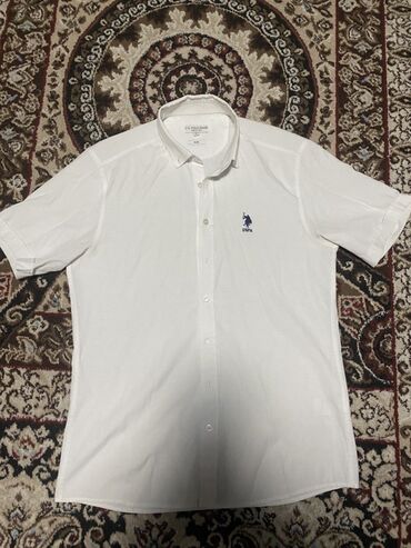 полузамок поло мужской: Мужская рубашка, M, Us Polo Assn, Новый, цвет - Белый