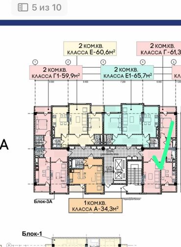 недвижимость в бишкеке продажа домов: 2 бөлмө, 62 кв. м, Элитка, 10 кабат, ПСО (өзү оңдоп түзөтүп бүтүү үчүн)