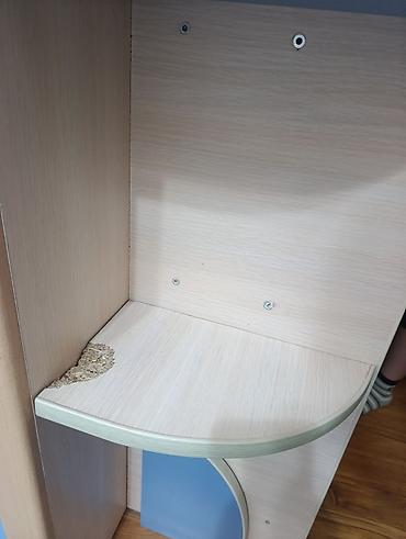 table study: Двухъярусная детская кровать, Б/у, ЛДСП, цвет - Голубой — 7