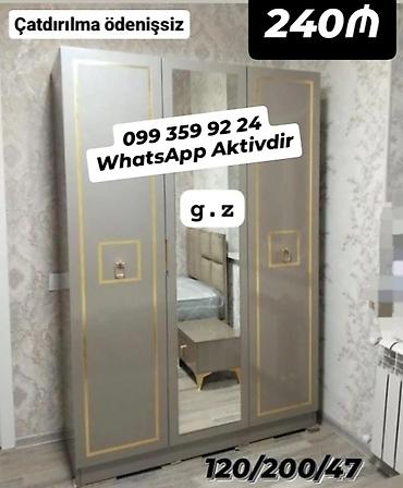mebel dekor: - 3 qapılı paltar dolabı - Rəng: boz-qızılı detallar - Orta qapıda — 1