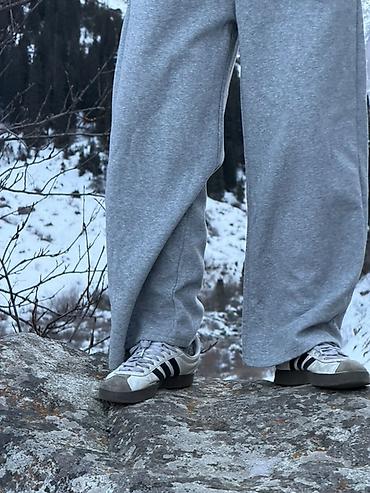 Спортивные штаны: Серые спортивные брюки свободного кроя - Цвет: меланжевый серый - — 5