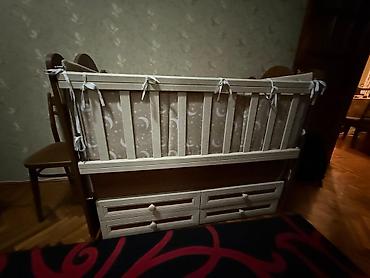 Детская мебель: Uşaq beşiyi – taxta, şkaf çekmecəli model - Material: möhkəm — 3