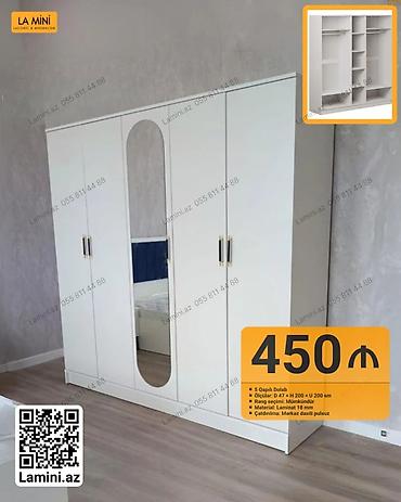 5 qapılı dolab - Ölçülər: E 47 × H 200 × U 200 sm - Rəng seçimi