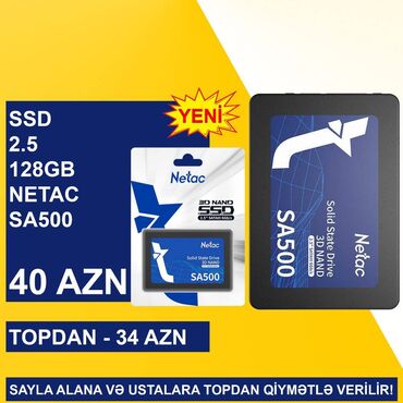 4 terabayt harddisk: SSD 2.5 “128GB Netac SA500” SAYLA ALANA VƏ USTALARA TOPDAN QİYMƏTLƏ