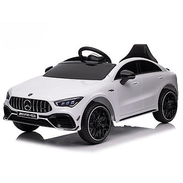 decije pesme: Mercedes-Benz AMG CLA 45 – dečiji automobil na akumulator, beli (šifra — 1