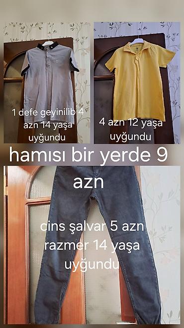 donlar per page 40: Uşaq geyim dəsti - Boz rəngli qısaqol köynək: 1 dəfə geyinilib, 14 — 1