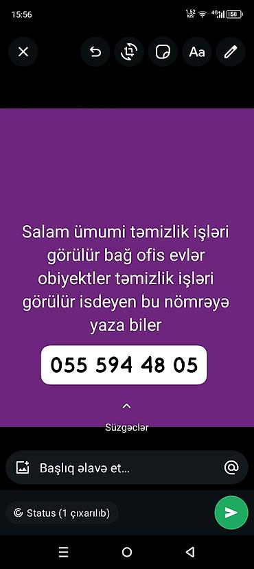 Təmizlik xidmətləri: Təmizlik | Evlər | Ümumi təmizlik — 1