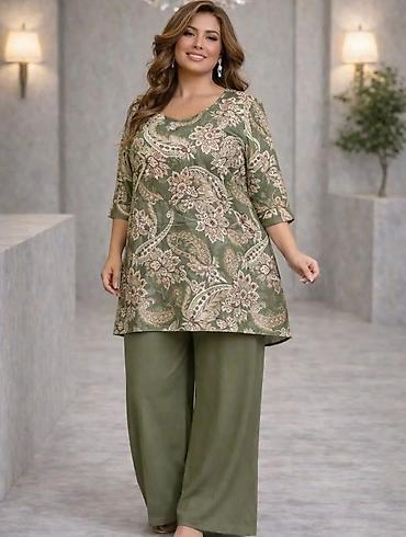 Kompleti: Ženski komplet – tunika i pantalone, plus size - Dvodijelni set — 16