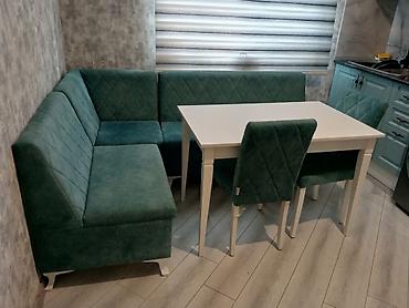 kohne stullar: Mətbəx üçün künc dəsti Tərkib: - L formalı yumşaq künc divanı - 2 — 3