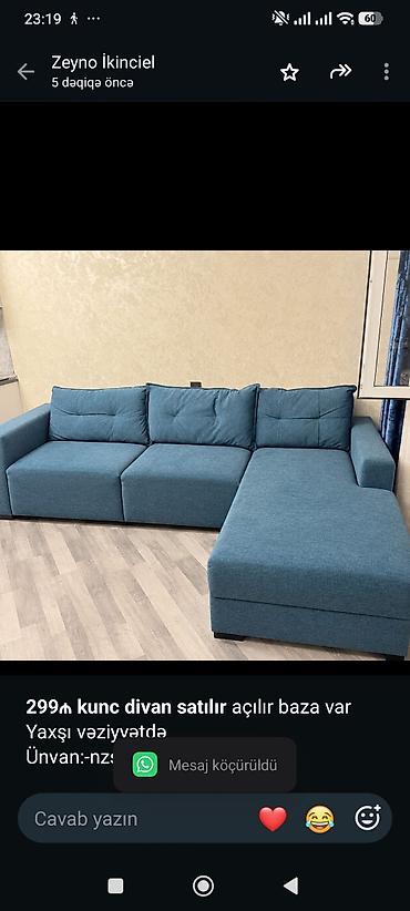 *299₼ kunc divan satılır* açılır baza var Yaxşı vəziyyətdə Ünvan:-nzs