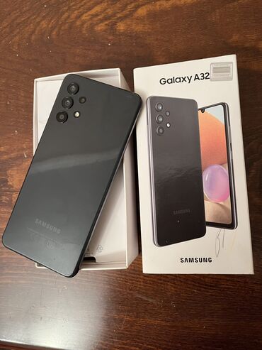 telefonlar a52: Samsung Galaxy A32, 64 GB, rəng - Qara, Qırıq, Sensor, Barmaq izi