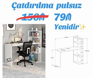 ofis masa: Məhsul: İş masası və rəf sistemi - Rəng: Ağ - Dizayn: Masaya inteqrə — 1