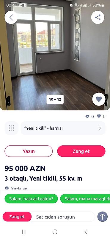 sumqayitda ev satisi: 2 otaqlı, Yeni tikili, 55 kv. m — 9