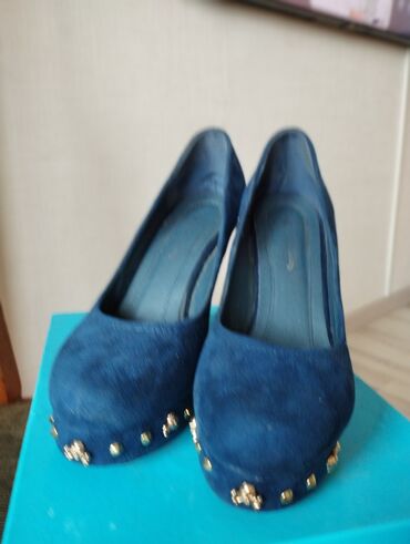 туфли из замша: Туфли 37, цвет - Голубой