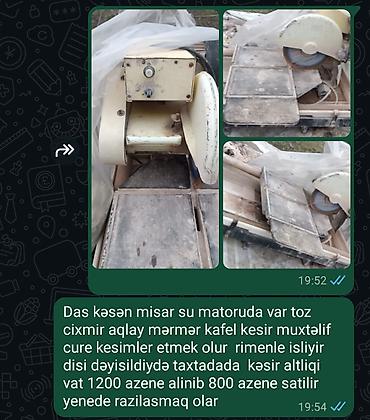 un üyüdən aparat: Daş kəsən mişar – su motorlu, toz çıxarmır. Aqlay, mərmər, kafel və — 1