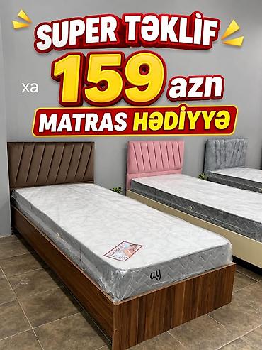 tekli carpayi: Tək nəfərlik çarpayı dəsti - Modern dizaynlı, yumşaq parça ilə — 1