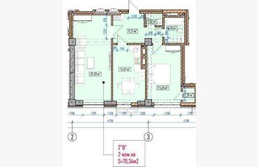 дизайн квартиры 105 серии в бишкеке: 2 комнаты, 70 м², Элитка, 3 этаж, ПСО (под самоотделку)
