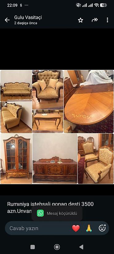 Rumıniya istehsali qonaq desti 3500 azn.Unvan Badamdar (GÜLÜ)
