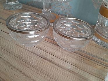 Qab-qacaq və mətbəx ləvazimatları: Kəsimli şüşədən hazırlanmış 2 ədəd mini qab dəsti. - Material: qalın — 3