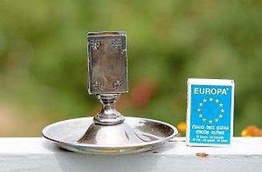 Ostali kućni dekor: Extra rare Vintage POSREBRENA pepeljara držač kutije šibica. Vrlo — 8