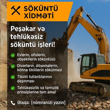 Tikinti işləri: 🏗️ Ev və Binaların Söküntüsü üçün Peşəkar Texnika Təminatı! 🏗️ Siz