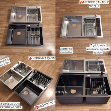 Duş başlıqları: Yeni Düzbucaqlı Mətbəx çanağı, Şkafsız, Paslanmaz polad, Pulsuz çatdırılma