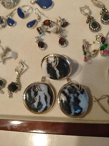 Серебряные наборы украшений: Серебро!!! Комплекты с натуральными камнями. Комплект с белым — 9