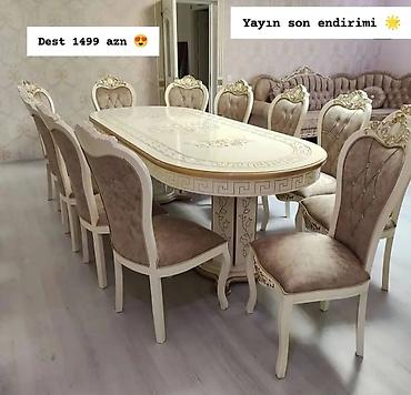 l masalar: Qonaq otağı üçün, Yeni, Açılmayan, Oval masa, 8 stul — 1