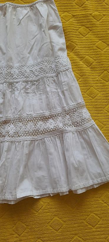 helanke 116: Prelepa BOHO bela suknja sa hekčanim detaljima, od tankog pamučnog — 6