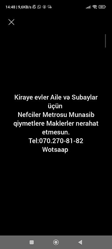 Mənzillər: Neftçilər metrosunun yanı – kirayə mənzillər - 1 və 2 otaqlı — 1