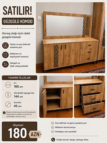 Güzgülü komod – qonaq otağı üçün dəbli model. Xüsusiyyətlər: - Geniş lalafo.az -da Güzgülü komod – qonaq otağı üçün dəbli model. Xüsusiyyətlər: - Geniş