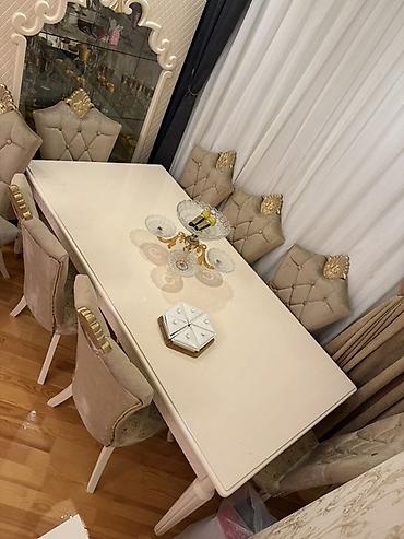 kredit evler: Klassik üslubda yemək otağı dəsti - Dəst: düzbucaqlı yemək masası 8 — 1