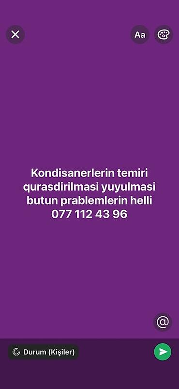 kondisioner vakum aparatı: Kondisioner xidmətləri - Kondisionerlərin quraşdırılması və sökülməsi — 1