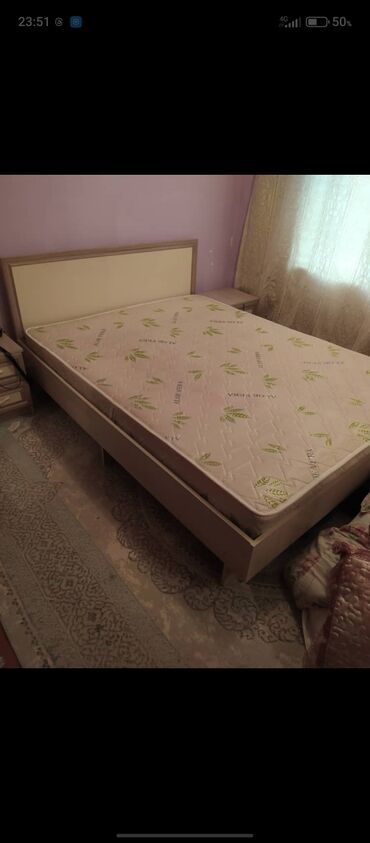 кровать бу ош: Двуспальная кровать, Б/у, С матрасом, ЛДСП, длина - 200 см