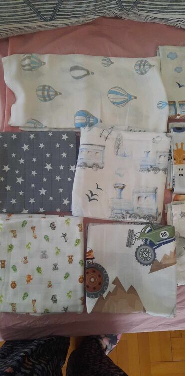 Ostale dečije stvari: Set pamučnih tetra/pelena i muslin tkanina sa raznim printovima za — 4