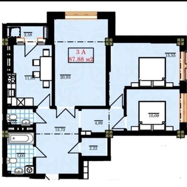 квартир джал: 3 комнаты, 88 м², Элитка, 9 этаж, ПСО (под самоотделку)